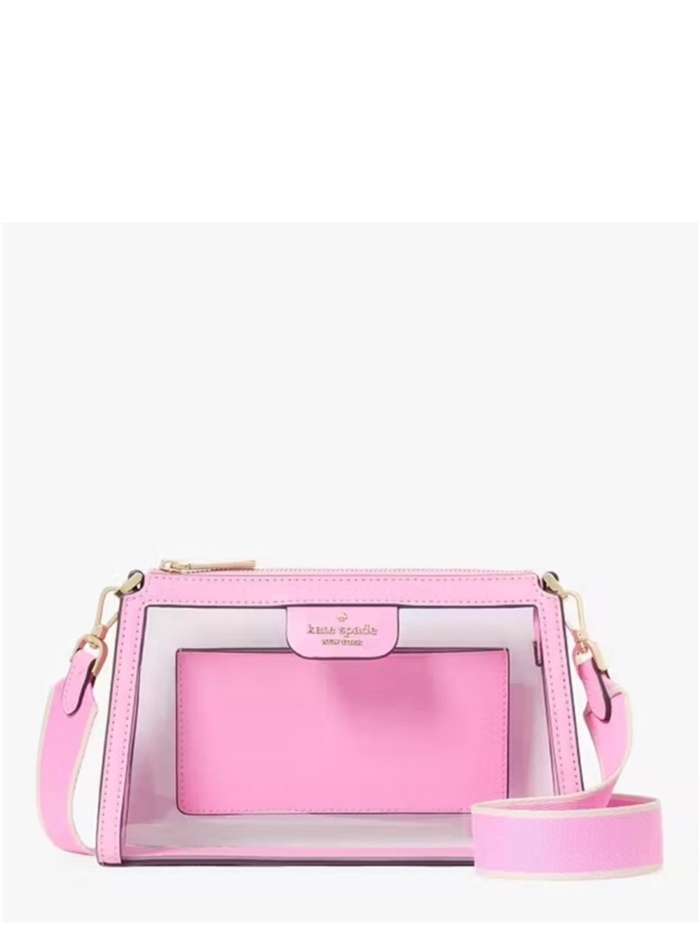 ♠️Kate Spade Clare Clear See Through Small Crossbody Stadium Bag, Surf Pink